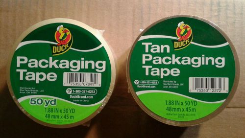 2 Rolls Clear&amp;Tan, Duck Packaging Tape 1.88&#034;x 50 yds. Packing Tape ShippingTape