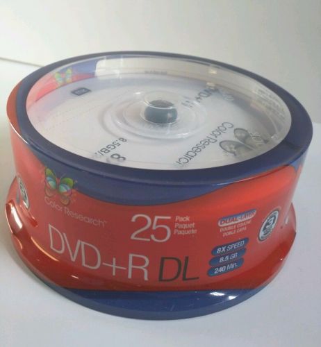 COLOR RESEARCH 25 Pack DVD+R Dual Layer Blank Media - 8X Speed, 8.5 GB