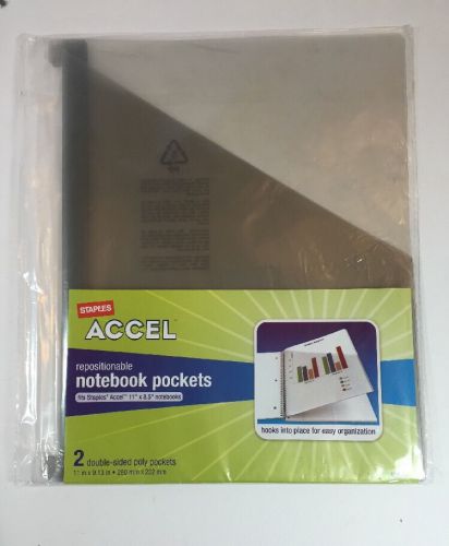 Staples Accel Repositionable Notebook Pockets Fits 8.5&#034;x11&#034; Notebooks NEW