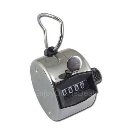 Chrome Hand Tally Counter 4 Digit Number Clicker Golf EOD