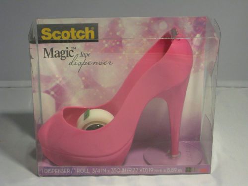 Scotch Magic Tape Dispenser Pink High Heel Shoe with one tape roll