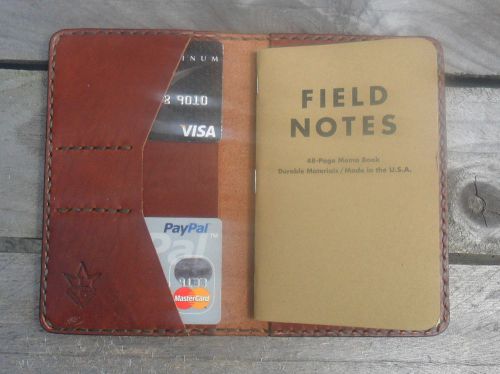 Handmade Leather Case Cover for Field Notes Card Holder Horween Cognac Essex