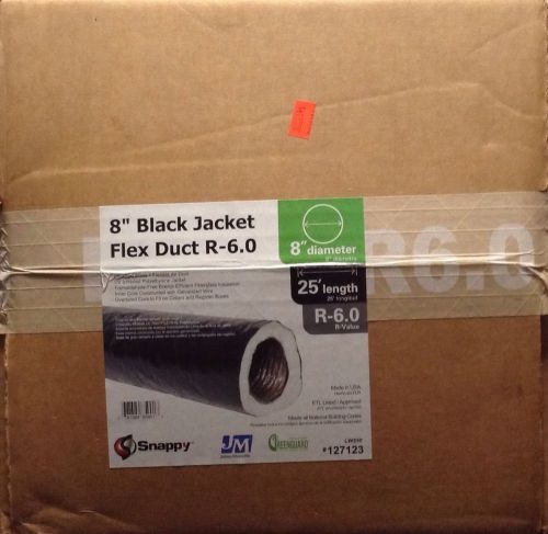 JM Snappy 8&#034; X 25&#039; Black Jacket Insullated Flex Duct R-6.0