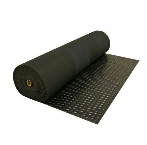 Rubber Flooring Rolls Rubber-Cal Diamond Plate Black 4 X 4 Feet Floor Mats