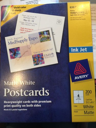 Avery Matte White Postcards Box of 200 - Opened but full boxes