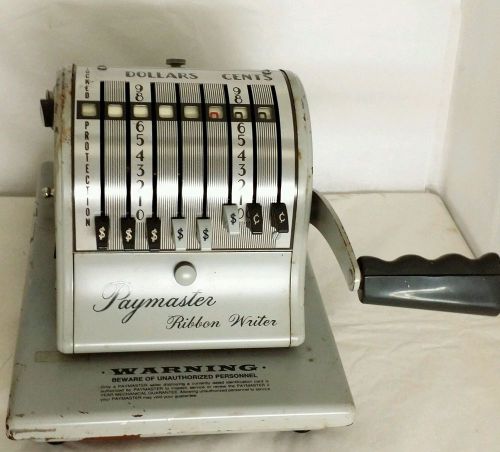VINTAGE PAYMASTER RIBBON WRITER 8000b w/SECURITY KEY EXCELLENT WORKING CONDITION