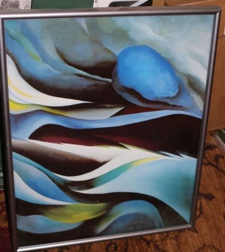ABSTRACT BLUES   silver frame  17.5 x 23 inches