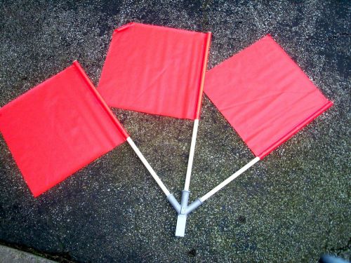 3 RED FLAGS 16&#034; X 16&#034; Vinyl Roll Up Construction Flag