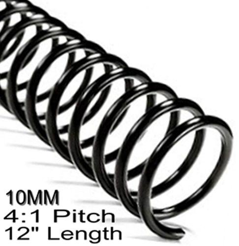 10mm Black 4:1 Pitch Spiral Binding Coil - 100pc box Free Shipping