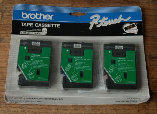 3 new brother p-touch tc-40 gold on black  tape cassette label ptouch pt-6/8 for sale