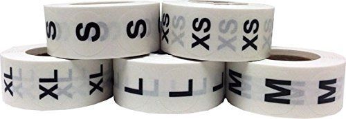 Clothing Size Stickers Adhesive Labels For Retail Apparel XS S M L XL Round