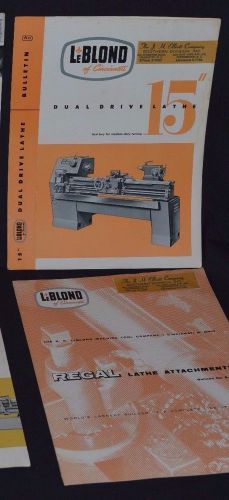 REGAL LATHES Built by LeBlond Lathe Attachments RARE Brochure &amp; 2 Bulletins