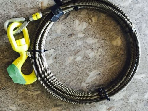 Tow truck rollback 3/8 fiber core 50&#039; winch cable with swivel hook by all-grip for sale