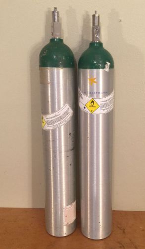 Two - lexfer aluminum medical oxygen cylinder size e/m-24 680l w/ valve for sale