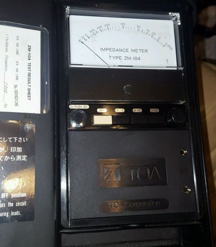 TOA ZM-104  Impedance Meter - Just tested / Calibrated. Comes w Case, leads. GC