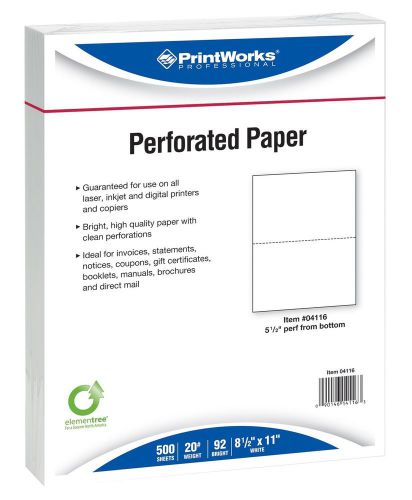 Printworks Professional Perforated Paper 8.5 x 11 Inches 20 Pound 5.5-Inch Pe...