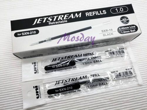 12 pcs Uni-Ball Jetstream SXR-10 Ballpoint Pen Refills 1.0mm Medium, BLACK