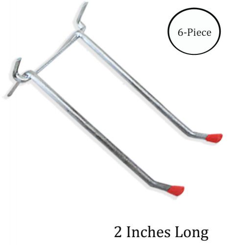 6 piece 2-inch double prong peg hook set - hw-20026 for sale