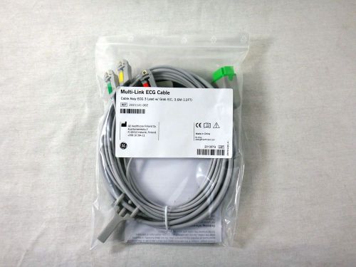 Multi-Link ECG Cable, Cable Assy ECG, 3-Lead w/grabber, IEC, 3.6M, 12 ft.