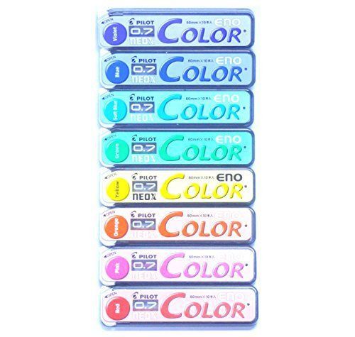 Pilot Color Eno Neox Mechanical Pencil Lead, 0.7 mm , 8 color set Japan Import