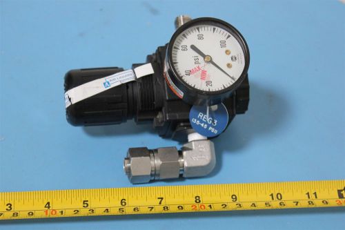 Norgren pressure regulator w/ gauge r73g-2ak-rmn + swagelok fittings for sale