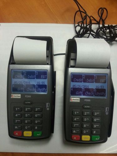 2 first data verifone fd55 dual com credit card terminal for sale