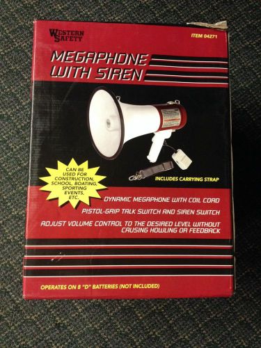 Loud Western Safety Red &amp; White Megaphone with Safety Siren (04271) 25 Watts!
