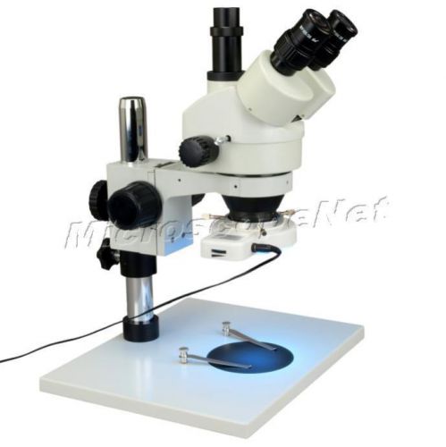 7x-45x zoom trinocular stereo microscope+56 led ring light 4 printing inspection for sale
