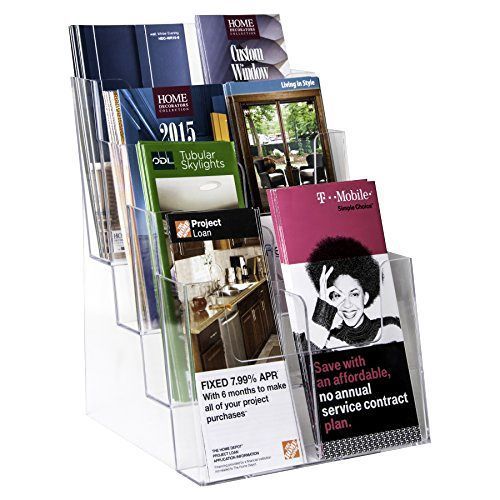 Clear-Ad - LHF-S84 - Acrylic 4 Tier Brochure Holder Organizer - Table Top or Wal