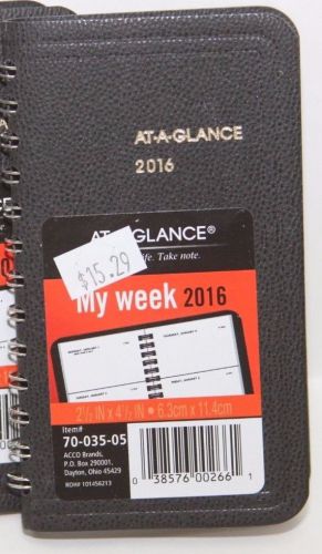 At A Glance 70-035-05 My Week Pocket Planner 2016  2.5&#034; x 4.5&#034; Black