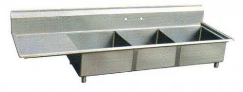 Stainless steel 3 compartment sink w/ left drainboard bowl 20x20 nsf lj2020-3l for sale