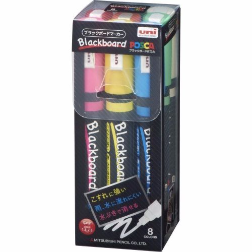 Uni mitsubishi black board posca medium 8 color set chalk marker pce2005m8c for sale