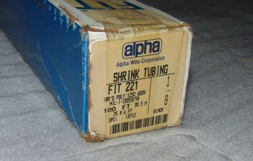 1/8&#034; shrink tubing (20) x 4&#039; alpha fit 221 irr&#039;d poly black