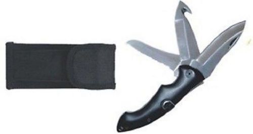TRILOGY EMT EMS RESCUE TACTICAL POLICE KNIFE with NYLON HOLSTER TRIPLE BLADE NEW