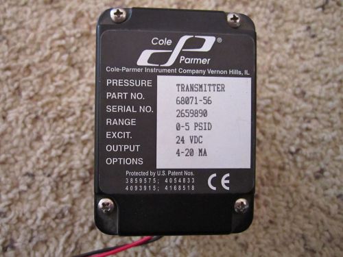 0 to 5.0 psid cole-parmer wet/wet differential pressure transmitter 68071-56 for sale