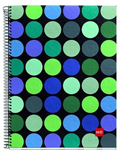 Miquelrius Coated Cardboard Spiral Bound Notebook, Dots, (8.5&#034; x 11&#034;, 4-Subject,