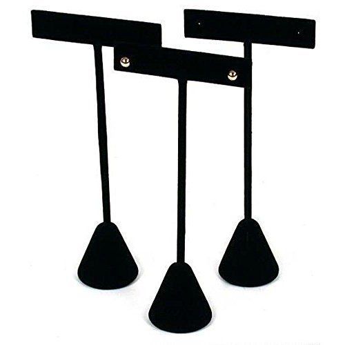 3 Black Velvet Earring T Stand Showcase Displays 5.75&#034;