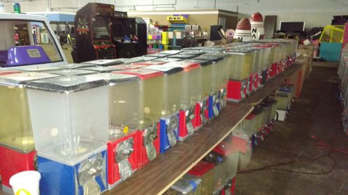 3 day auction(65)bulk vending candy capsule coin op machines + parts (26) racks for sale