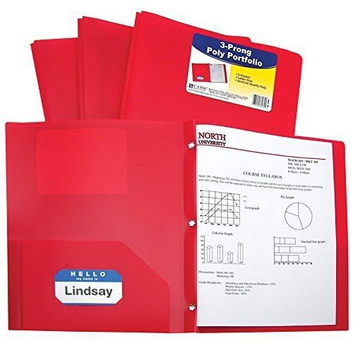 C-Line Two-Pocket Heavyweight Poly Portfolio with Prongs, For Letter Size