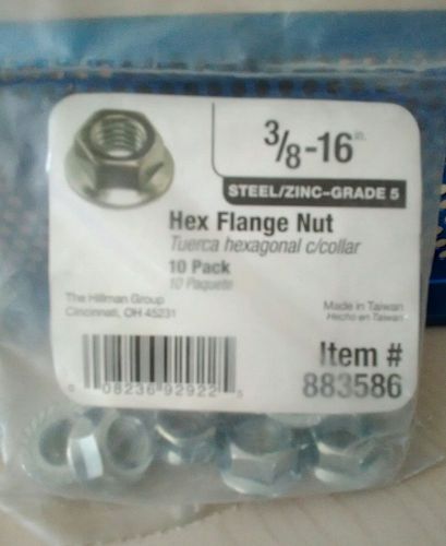 *3/8-16&#034;Steel / Zinc -Grade 5 Hex Flange Nut 10pcs per pack / Lot of 6