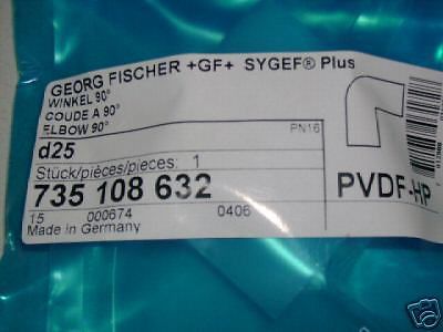 NEW GEORG FISCHER+GF+SYGEF 735 108 632 90° ELBOW 25mm PVDF