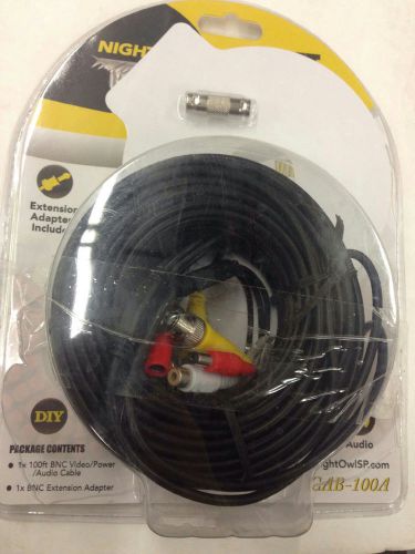 Nightowl security 100ft bnc video/power/audio cable with extensions cab-100a for sale