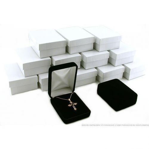 12 Black Velvet Pendant Earring Boxes Gift Case Display
