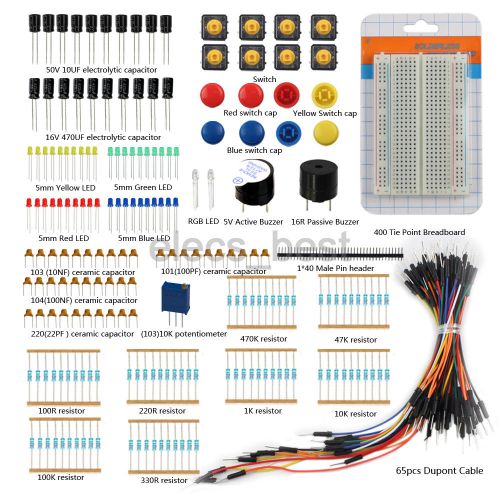 Electronic component kitsSwitch Breadboard LED Electrolytic capacitor  Resistor