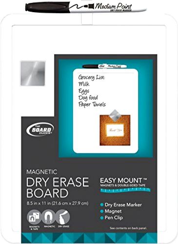 Board Dudes 8.5&#034; x 11&#034; Plastic Frame Magnetic Dry Erase Board with Marker and Ma