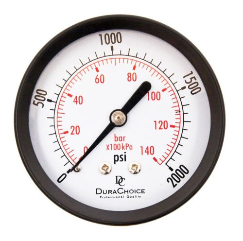 1-1/2&#034; Utility Pressure Gauge - Blk.Steel 1/8&#034; NPT Center Back 2000PSI