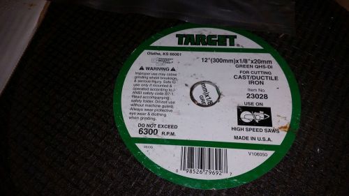 6 Target Metal Cut Off Wheel  12&#039;&#039;X 1/8&#034; X 20mm 6300RPM #23028