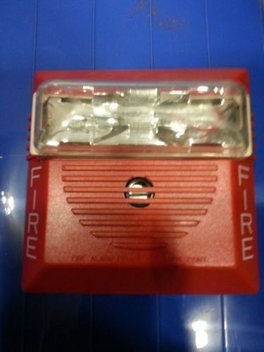 Wheelock ns-24mcw fire alarm strobe visual siren audible signal device - red for sale