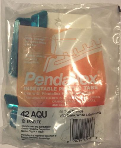 Pendalfex Insertable Plastic Tabs  42 AQU (Aqua), Package of 25 Tabs w/Inserts