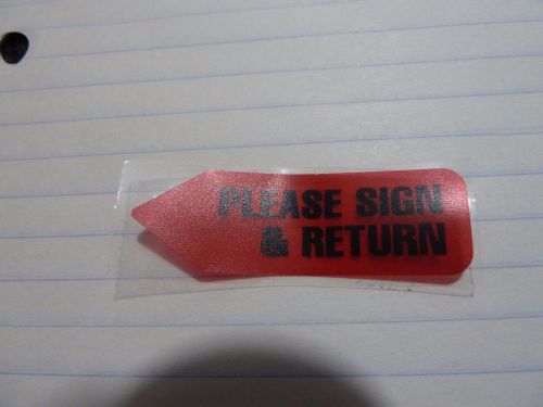 Please sign &amp; return removable arrow flags --&gt; 20 labels redi-tag red for sale